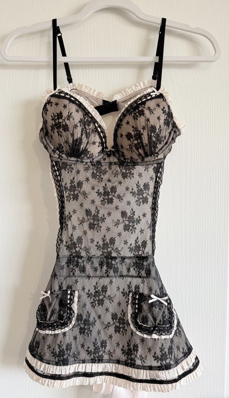 Victoria's Secret Sexy Little Things French Maid Apron Lingerie 36B Y2K Babydoll